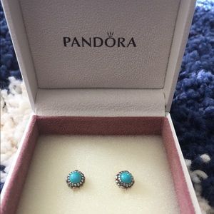 Pandora Turquoise and Silver earings.